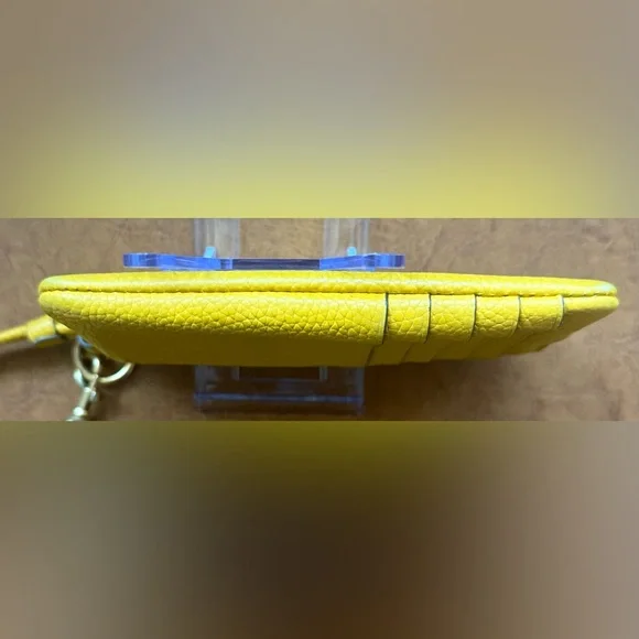 Tory Burch Perry Bombe Zip Card Case Golden Sunset Yellow Leather Wristlet - Picture 8 of 11